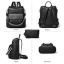 Shirre cuoio Zaino Borsa per donne Viaggi e lavoro Cabriolet cintura a spalla Zaino Borsa in cuoio vegano morbido e impermeabile Passa 14 pollici laptop borsa nera - 7