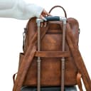 YALIZHNA Leder Laptop-Rucksack Für 15,6 Zoll,Mode Damen College Schule Rucksacks,Frauen Schultertasche Outdoor Reise-Rucksack (Kaffee) - 9