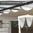 Outsunny Pérgola 3x4 m Gazebo Cenador de Jardín con Techo Retráctil de Poliéster y 12 Orificios de Drenaje Pérgola para Patio Terraza Exterior Blanco y Gris Oscuro - 4