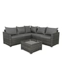 Panana 5 Seater Rattan Garden Furniture Corner Sofa Set with Coffee Table, Outdoor Patio Lounge Set with Cushions & Free Cover for Garden, Conservatory, Terrace (Mixed Grey Rattan with Grey Cushions) - 1