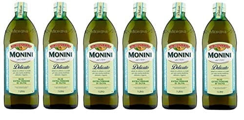 6 x Monini Delicato Olio Extra Vergine di Oliva Virgin Olive Oil 1 Litre