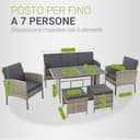 Juskys set di mobili da giardino Turin da 6 pezzi - Per 7 persone - Mobili da esterno con poltrone, sgabelli, tavolino e cuscini - Grigio - 4