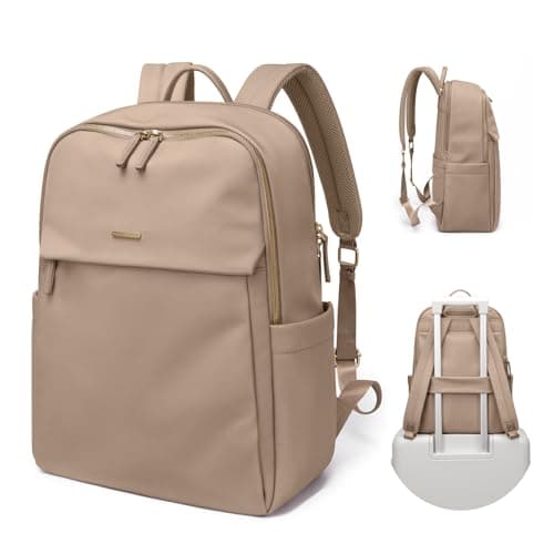 GOLF SUPAGS Mochila Casual para Mujer Bolsa de Hombro para Trabajo Viaje Colegio Monedero para Portátil de 15,6 Pulgadas(Champán)