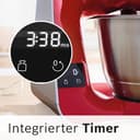 Bosch Küchenmaschine MUM5 MUM5X720, integrierte Waage,Edelstahl-Schüssel 3,9L, Mixer 1,25L, Profi-Knethaken, Planetarisches Rührgetriebe, Rührbesen, Durchlaufschnitzler, 1000 W, Silber/Dunkelrot - 5