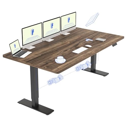 FLEXISPOT Escritorio Elevable Eléctrico Mesa Regulable en Altura 180x80 cm con 2 Potentes Motores Escritorio Estable Escritorio de pie Eléctrico Regulable en Altura con Función Memoria(Negro+Marrón)