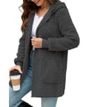 ABINGOO Damen Winterjacke Fleecejacke Lang Kapuzenjacke Teddyjacke Flauschig Plüschjacke Warm Reißverschluss Hoodie Kuscheljacke Wintermantel Mit Taschen(Grau,M) - 2