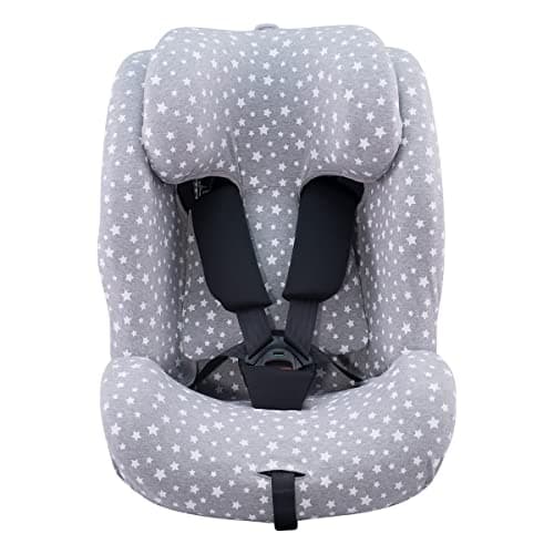 JYOKO Kids Funda de Algodón para Silla de Coche Compatible con Recaro Salia 125 Y Joie I-SPIN Grow (White Star)