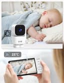 GHB Baby Monitor Video e Audio 5'' 720HD IPS 5000mAh Schermo, 350° Telecamera Rotante, Rilevamento della Temperatura, Interfono Bidirezionale, VOX, Visione Notturna, Ninne Nanne - 6