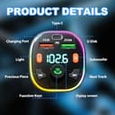 Transmisor FM Bluetooth para Coche, Adaptador Bluetooth Radio QC 3.0+Tipo C 20W PD, Adaptador de Manos Libres con 2 USB, Llamadas Manos Libres, MP3 Estéreo Música Coche - 3