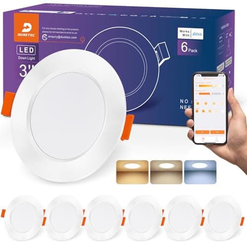 DUSKTEC Downlight LED Empotrable Inteligente Alexa, Foco Empotrables Techo Redondo Blanco, 2700K-6000K Regulables, Smart Ojos de Buey de LED Bluetooth para Baño Salón Cocina, Controladas por APP