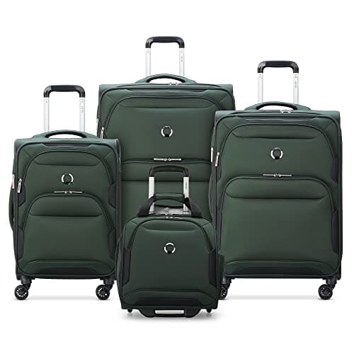 DELSEY PARIS Sky Max 2.0 Softside Expandable Luggage with Spinner Wheels, Green, Checked-Medium, 24 Inch, Sky Max 2.0 Softside Expandable Luggage with Spinner Wheels