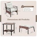 COSTWAY Set di 5 Mobili da Giardino in Rattan, Set Mobili da Esterno con Sedie Poggiapiedi Cuscini e Tavolino in Vetro Temperato a 2 Livelli, Set Conversazione per Portico e Balcone (Beige) - 7