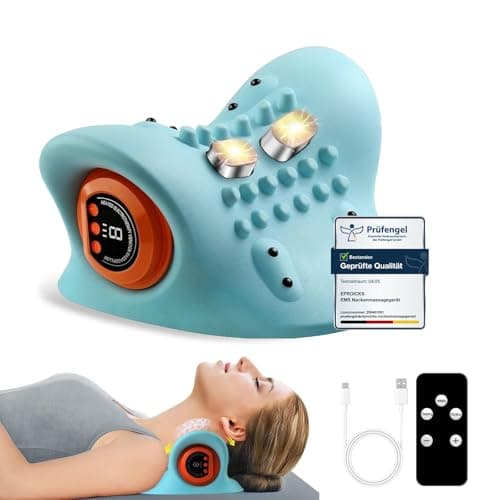 Nackenmassagegerät Elektrisch mit Wärme, 2026 Neu Kabelloses Massager, Shiatsu Massagegerät, Zervikales Nacken Rücken Massagegerät mit 3 Modi, 6 Einstellbare Frequenzen