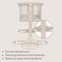 lionelo Pari Cuna 3 en 1 hasta 9 kg, Cuna de colecho, Cama Mecedora, Ajuste de Altura e inclinación del colchón, 4 Ruedas con Freno, Colchón Ergonómico, Malla Transpirable, Bolsa, Minicuna - 4