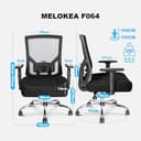 MELOKEA XXL Sedia da Ufficio Ergonomica per Persone Robuste, 200kg Portata con Ruote in Gomma, Schienale Alto, Extra Larga con Seduta Ultra-Spessa 14cm Big & Tall, Sedia da Gioco - 2
