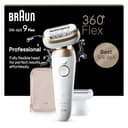 Braun Silk-épil 9 Flex, Depiladora Eléctrica Mujer Para Una Eliminación Del Vello Fácil, Depilación En Seco Y En Mojado, Con Cabezal De Rasuradora, 9-041 3D, Blanca/Dorada - 1