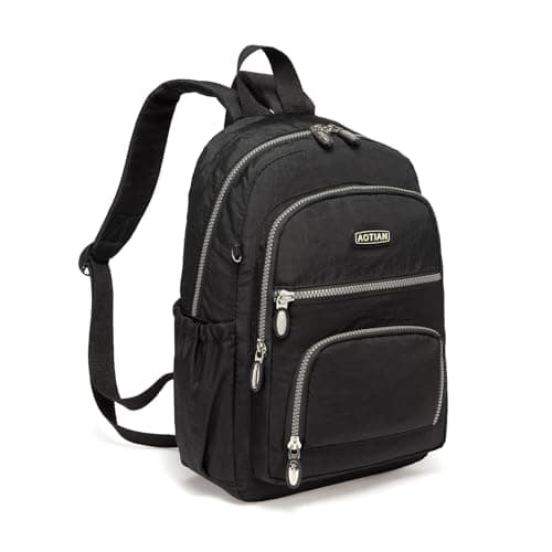 AOTIAN Women's Lightweight Sturdy Nylon Little Handy Backpack 9 litres, Black