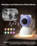 YESIMOM 2K Baby Monitor Video e Audio, Telecamera Bambini Supporto Controllo Tramite Cellulare APP & 5" Monitor, Videocamera Neonato con Luce Notturna, 360° PTZ, Allarmi Pianto e Movimento（8TM-1PZ - 4