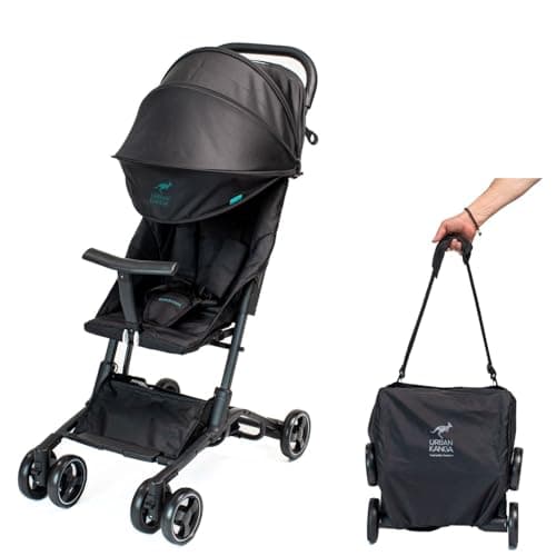 Urban Kanga Bandicoot Passeggino da Viaggio Ultraleggero – Pieghevole Compatto per Aereo, fino a 22 kg, con Tracolla e Copertura Protettiva (Midnight Black)