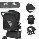 KikkaBoo Silla de Paseo Ligera URBAN, Carrito Bebe Desde Nacimiento Hasta 22 kg, Plegado con Una Mano, Compacto, Ruedas EVA Con Suspensión, Manillar Ajustable, Negro - 8