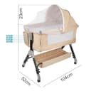 Culla Neonato Pieghevole, fino a 20kg 4 Altezze Regolabili, Culla Co-sleeping con materasso e zanzariera 2 in 1 Lettino Co-sleeping per neonati da 1 a 36 mesi -104*52*100-110 cm-bianco sporco - 2