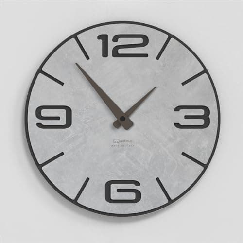 Giallobus - Reloj Premium - Simple Relief - Madera de MDF - Premium 30x30‎‎cm - n.12 White Cement - Artesano Made in Italy - Silencioso - Idea de Regalo - Doble Nivel Moderno