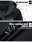 TACVASEN Outdoor Jacket 3 in 1 Women's Fleece Waterproof Ski Snowboard Coat Outdoor, Pure Black, XXL - 5