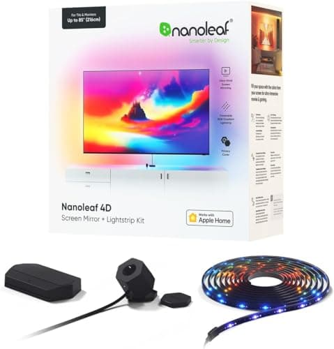 Nanoleaf Kit 4D Screen Mirror + Kit Lightstrip per TV e schermi fino a 85"/215 cm - Striscia LED RGBW connessa + fotocamera, thread & WiFi, compatibile con Amazon Alexa Google Home Apple