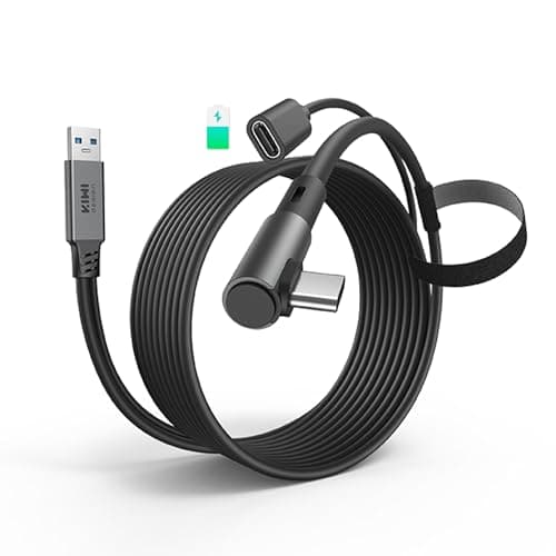 KIWI design Link-Kabel mit Ladefunktion 5M Kompatibel mit Meta Quest 3s Quest 3 Quest 2/Pro/Pico 4 Zubehör und PC/SteamVR, USB 3.0 zu USB C Link-Kabel mit 5 Gbps High-Speed für Erweitertes Gameplay
