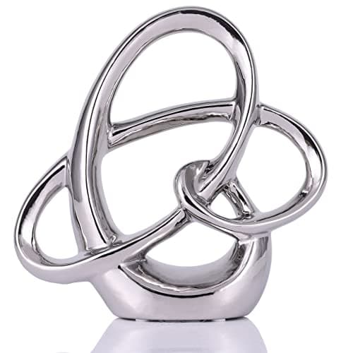 Statua moderna in ceramica con decorazione argentata, decorazione astratta per la casa, per soggiorno, camera da letto, bagno, ufficio, mensola, caminetto, matrimonio, tavolino da caffè, sala da