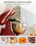 HOMGEN 3 stück Mixeraufsätze für KitchenAid Standmixer 4.5-5 QT – Edelstahl Kitchenaid Mixer-Zubehör aus Stahl enthalten K45WW Schneebesen, K45DH Knethaken, K45B Flachrührer - 6