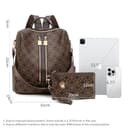 Mabecol Damen Rucksack PU Leder, große Kapazität Schultertasche, Leichter Freizeitrucksack, Modischer City Rucksack mit abnehmbaren Schulterriemen und Diebstahlschutz (Braun) - 3