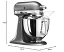 Kitchenaid Planetaria - Artisan - Robot da Cucina con testa inclinabile e 7 accessori - 4.8 L - Impastatrice - Color Argento placcato - 6