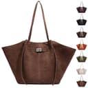 AUNGKWANG Tote Bag Damen, Shopper Tasche Damen Groß, Large Shoulder Handbag mit Abnehmbarer Schlaufe, Vintage Tasche für Arbeit Einkauf Reisen Büro - 1