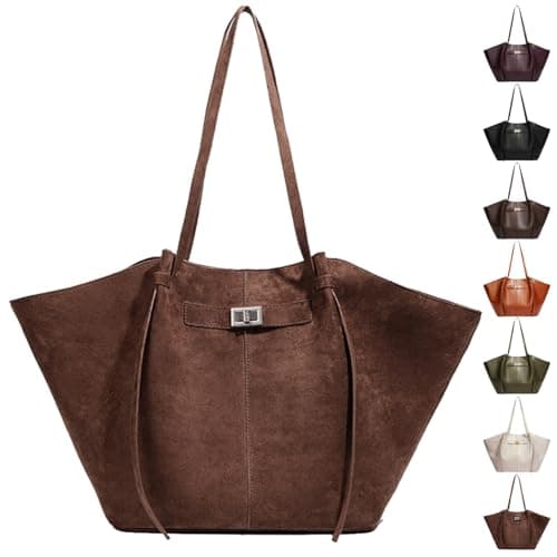 AUNGKWANG Tote Bag Damen, Shopper Tasche Damen Groß, Large Shoulder Handbag mit Abnehmbarer Schlaufe, Vintage Tasche für Arbeit Einkauf Reisen Büro
