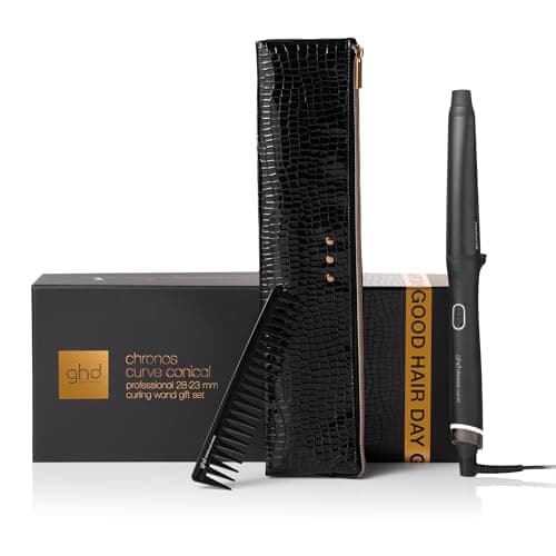 ghd Chronos Curve konischer Zauberstab, festliches Geschenkset, Lockenwickler, mit Paddelbürste und hitzebeständiger Tasche, für Strandlocken, die den ganzen Tag halten