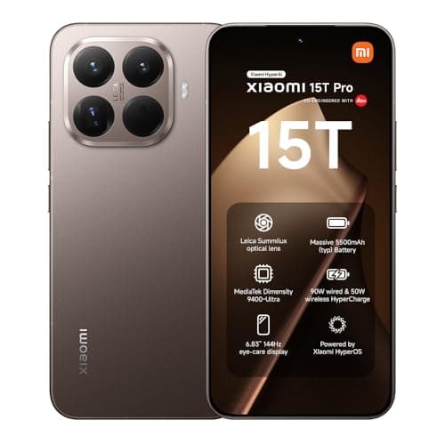 XIAOMI 15T Pro, Smartphone 12+256GB, 6.83" 144Hz Eye-care Display, MediaTek Dimensity 9400+, 50MP Leica 5x Pro Telephoto, 5500mAh, Mocha Brown, Charger Not Included,2-years warranty