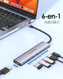 LENTION 6 en 1 Hub USB C HDMI 4K@30Hz, PD 100W, USB-A 3.0 & 2.0, Adaptador USB C para MacBook Pro 2025-2016, Nuevo Mac Air, Surface, iPhone 17 Plus Pro MAX y Más (CH17, Gris) - 2