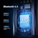 UGREEN Receptor Bluetooth 6.0 Adaptador Jack 3.5mm Aux Auxiliar Conector Audio Coche Manos Libres, Gris Oscuro - 2