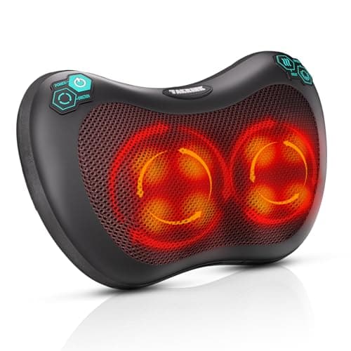 TAKRINK Neck Massager Pillow Back Massage Shiatsu Massager with Heat 8 Deep Tissue Kneading Nodes 3 Speeds 2 Directions for Lower Back Neck Shoulders Muscle Pain Relief Use at Home Car
