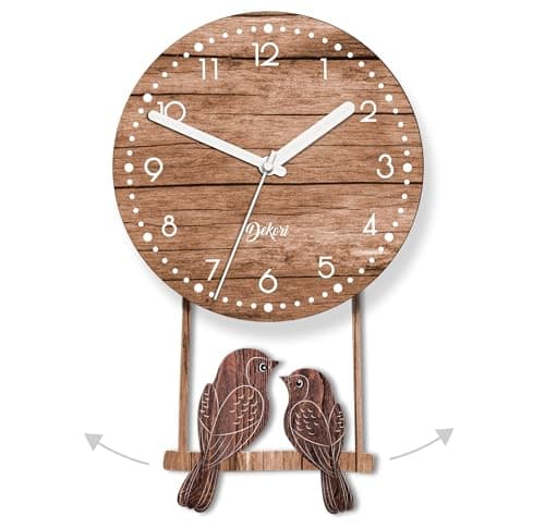 Dekori - Reloj De Pared Moderno De Madera con Péndulo. Preciso Y Silencioso, Apto para Todas Las Estancias De La Casa: Cocina Salón Comedor. Producto Original Dekori, Fabricado En Italia. (WOT)