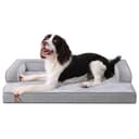 KSIIA Cama Grande para Perros Impermeable Sofá Cama Ortopédico para Perros con Refuerzo en Forma de U, Funda Extraíble Lavable y Base Antideslizante, Gris, 88 x 55 x 15 cm - 1