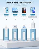 SUDEHO USB Stick 256 GB für iPhone, MFi-zertifizierter 4-in-1 Speicherstick für iPhone/iPad/Android/PC, Flash-Laufwerk mit Plug-and-Play Backup für Fotos & Videos, schnelle Übertragung, Aschblau - 2