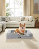 Feandrea Orthopedic Dog Bed for Large Dogs, Memory Foam Dog Bed Sofa Pet Couch with Sides, Removable Washable Cover and Waterproof Liner, 91 x 68 x 16 cm, Dove Grey PGW252G01 - 2