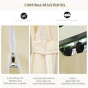 Outsunny Cenador para Jardín 3x4 m Pérgola de Jardín Gazebo con Doble Techo Paredes Laterales Resistente al Agua Carpa para Exterior Terraza Patio Crema - 3