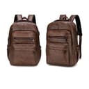 Baoblaze Zaino da viaggio da uomo, in pelle PU, con tasche multiple, resistente all'acqua, casual, per pesca, shopping, escursionismo, Caff - 2