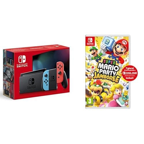 Nintendo Switch con Joy-Con Rosso Neon e Blu Neon & Super Mario Party Jamboree