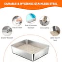 ZAKVOP Arenero para Gatos de Acero Inoxidable, XL Caja de Arena Gato Cerrada con Tapa, Doble Entrada y Alfombrilla Antiderrames, Bandeja Antifugas para Gato Grande y Multiuso Cat Litter Box - 5