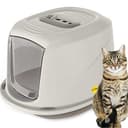 CAT CENTRE Jumbo Grey Cat Hooded Litter Tray High Sided Rim Big Extra Spacious Long Wide Adult Big Cats XL Toilet Enclosed Box Pan Loo Charcoal Filter Flap Door Lidded Detachable Hood Easy Cleaning - 6