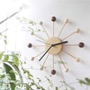 SHISEDECO Art Ball Clock in Wood and Bamboo, Decorative Modern Silent Wall Clock for Home,Bedroom,Kitchen,Living Room,Office etc. - Creative Wooden Mid Century Retro Design (Wood Bamboo Natural) - 3